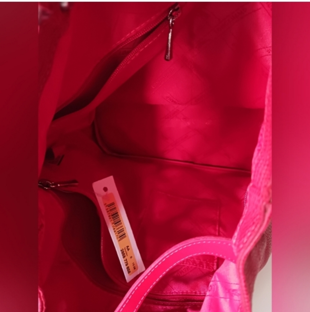 NWT Longchamp Vermillion red genuine leather bucket, tote,handbag bag - Picture 12 of 16
